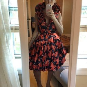 Bright Orange Poof Dress with Collar